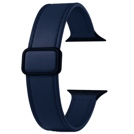 Leather Magnetic Buckle Strap Navy Blue
